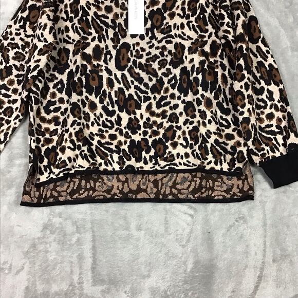 Calvin Klein Womens Medium Sweater Animal Print Hi Low Mock Turtleneck NWT - Picture 6 of 11